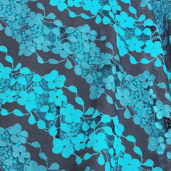 Donna Karan DKNY Floral‎ Lace Fit & Flare Cocktail Dress Black Aqua Green Size 6 - Picture 7 of 11